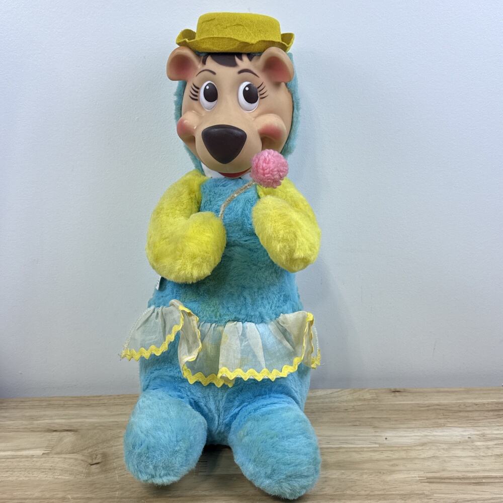 Knickerbocker 1959 Plush Cindy Bear Doll Yogi Girlfriend Rubber Face Rushton 15”